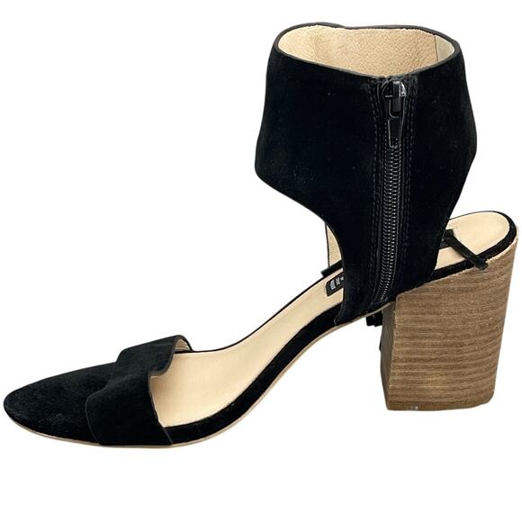 Steve Madden Luisa Black Suede Fringe Block Heel Dressy Sandal Women 9B - Picture 3 of 12